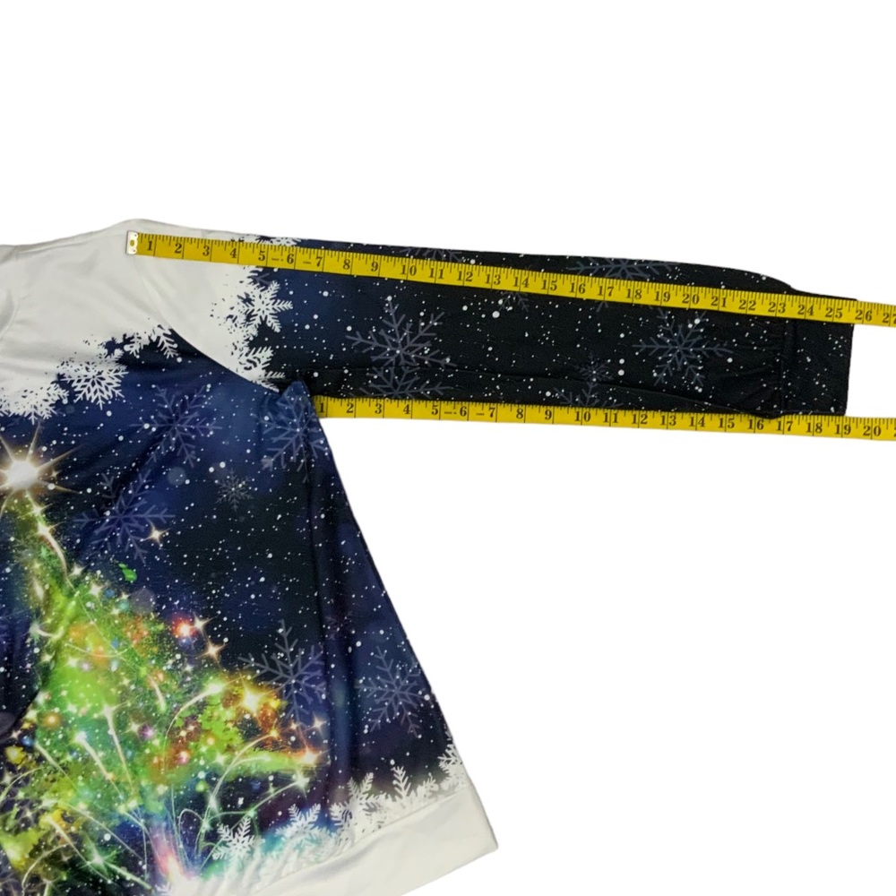 Christmas 3D Print Long Sleeve Sweatshirt Tee Top Cosmic Starry Night Women Med - Picture 13 of 16